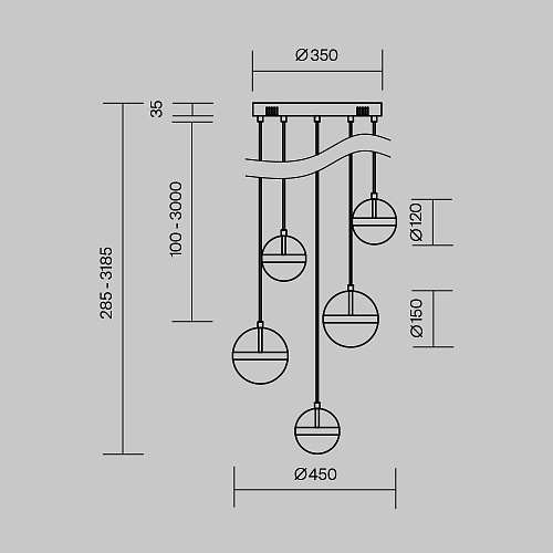 картинка Maytoni Подвесной светильник Пространство / Area 3000К 58Вт