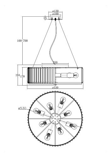 картинка Maytoni Потолочный светильник Ограждение / Recinto E27х8