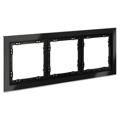 картинка Рамка стеклянная VOLTUM S70 на 3 поста, (черный,стекло)