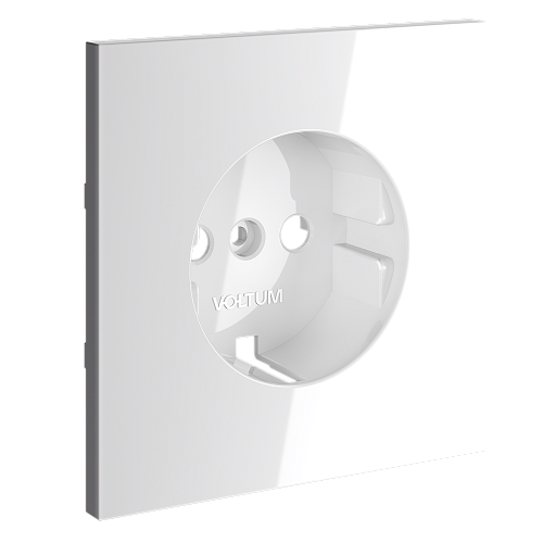 картинка Voltum Накладка для розетки с заземлением, S70 (белый глянцевый)