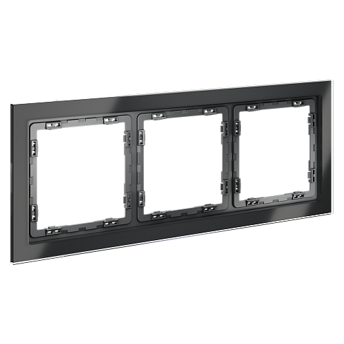 картинка Рамка стеклянная VOLTUM S70 на 3 поста, (графит, стекло)