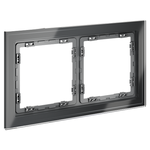 картинка Рамка стеклянная VOLTUM S70 на 2 поста, (графит, стекло)